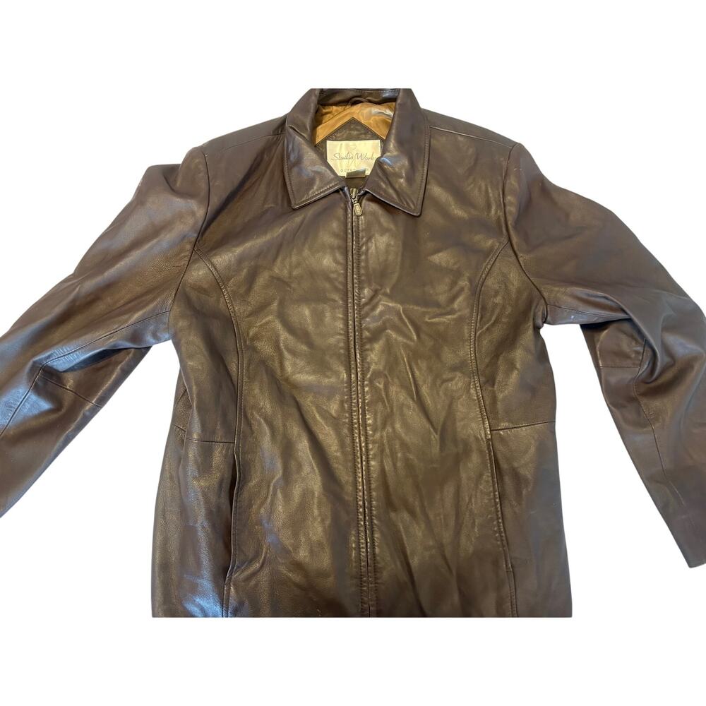 Studio Works Leather Jacket Women’s XL Brown Tan Outerwear